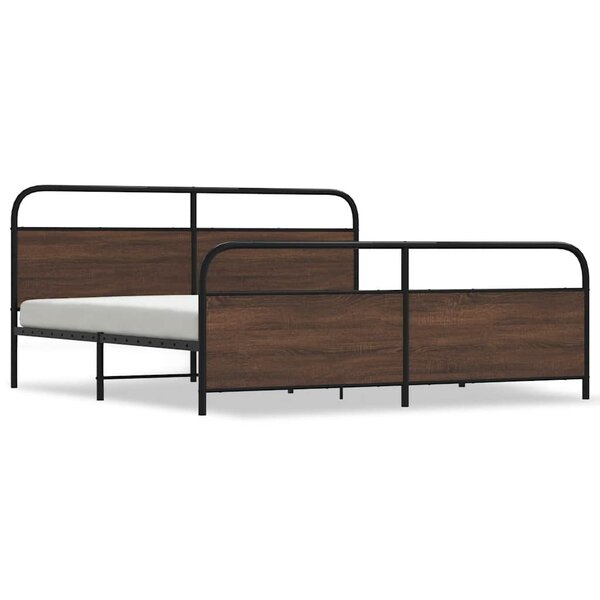 vidaXL Cadre de lit en métal sans matelas chêne marron 193x203 cm