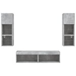 vidaXL Unités murales TV avec LED 6 Pièces gris béton bois d'ingénierie