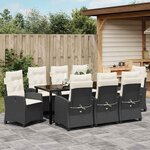 vidaXL Ensemble de salle à manger pour jardin 9 Pièces Noir polyrotin