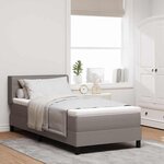 vidaXL Lit à ressorts avec matelas Taupe 190 x 90 cm Polyester
