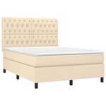 vidaXL Sommier à lattes de lit et matelas et LED Crème 140x190cm Tissu