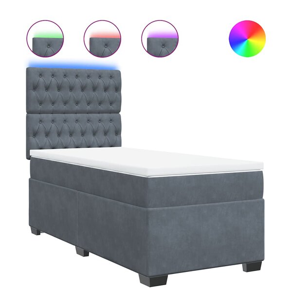 vidaXL Sommier à lattes de lit avec matelas Gris foncé 100x200 cm