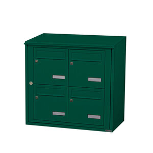 Bloc collectif Leabox 2x2 grade 3 simple face extérieur fixation murale vert mousse ral 6005 finition brillante