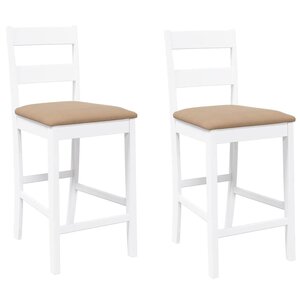 vidaXL Tabourets de bar avec coussins 2 Pièces blanc bois massif d'hévéa