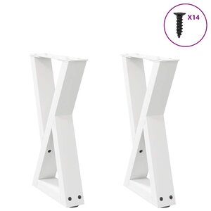 vidaXL Pieds de table basse 2 pièces Blanc 38 x (42-43 3) cm Acier