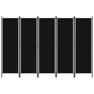 vidaXL Cloison de séparation 5 panneaux Noir 250x180 cm