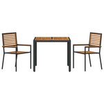 vidaXL Ensemble de salle à manger pour jardin 3 Pièces Noir