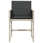 vidaXL Chaises de jardin avec coussins lot de 4 gris clair poly rotin