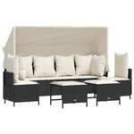 vidaXL Salon de jardin 5 Pièces avec coussins noir résine tressée