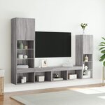 vidaXL Unités murales TV avec LED 4 Pièces gris sonoma bois d'ingénierie
