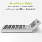 Calculatrice de bureau- ACROPAQ- Écran LCD 12 chiffres- Gris métal- Dual Power- 180g- Pile LR44 incluse