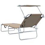 vidaXL Transat 2-personne 2 Pièces Taupe 58 x 188 x 77cm tissu
