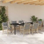 vidaXL Ensemble de salle à manger pour jardin 7 Pièces Beige polyrotin