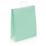 Sac kraft lisse turquoise à poignées torsadées rajas 32 x 40 x 12 cm (lot de 50)