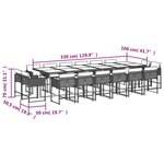 vidaXL Ensemble à manger de jardin 17 Pièces et coussins résine tressée