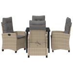 vidaXL Ensemble de salle à manger de jardin 5 pièces avec coussins en rotin synthétique beige