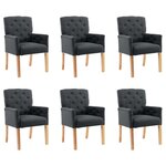vidaXL Chaises à manger avec accoudoirs lot de 6 gris tissu