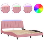 vidaXL Cadre de lit avec LED sans matelas rose 160x200 cm velours