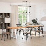 vidaXL Table à manger avec bord naturel 320x80x74 cm bois massif chêne