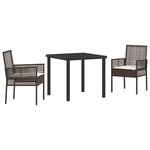 vidaXL Ensemble de salle à manger pour jardin 3 Pièces Marron Poly rotin