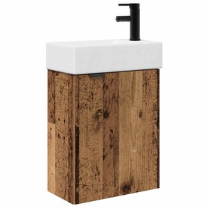 vidaXL Meuble de salle de bain avec robinet Bois ancien