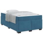 vidaXL Cadre de lit avec matelas Bleu foncé 120 x 190 cm Velours