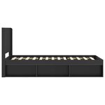 vidaXL Cadre de lit avec rangement et tête de lit Noir 75 x 190 cm