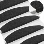 vidaXL Tapis d'escalier auto-adhésifs 15 Pièces Noir 80 x 28 x 3 5 cm