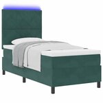 vidaXL Lit à ressort LED avec matelas Vert foncé 90 x 200 cm tissu