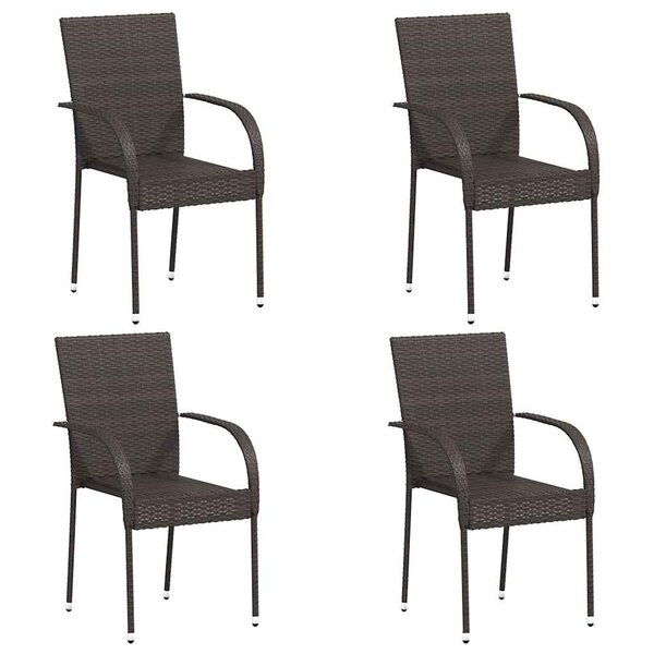 vidaXL Chaises empilables d'extérieur lot de 4 Résine tressée Marron