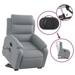 vidaXL Fauteuil inclinable de massage électrique Gris clair Tissu