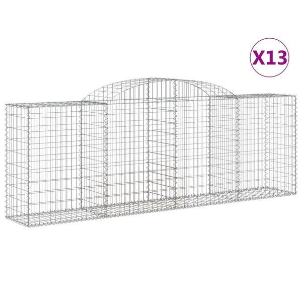 vidaXL Paniers à gabions arqués 13 Pièces 300x50x100/120 cm fer galvanisé