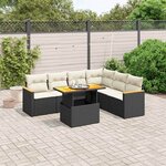 vidaXL Salon de jardin 7 Pièces avec coussins noir résine tressée