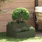 vidaXL Cache-pot en métal Vert olive Métal Moyen Empilable