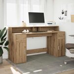 vidaXL Bureau avec lumières LED chêne artisanal bois d'ingénierie