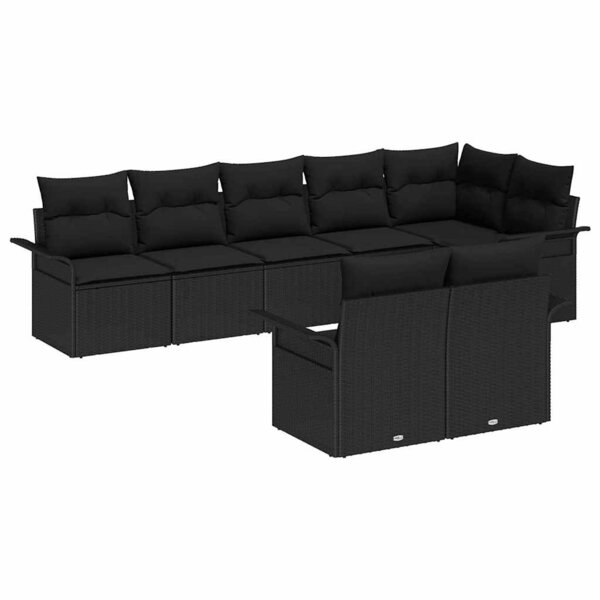 vidaXL Ensemble de canapé de jardin avec coussin 8 Pièces Noir Poly rotin