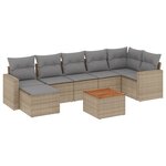 vidaXL Salon de jardin avec coussins 8 Pièces beige résine tressée