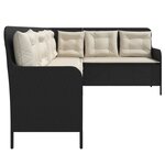 vidaXL Canapé de jardin et coussins en forme de L noir résine tressée
