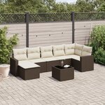 vidaXL Salon de jardin 8 Pièces avec coussins marron résine tressée