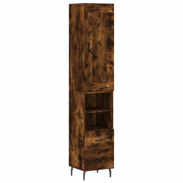 vidaXL Buffet haut Chêne fumé 34 5x34x180 cm Bois d'ingénierie