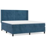 vidaXL Sommier à lattes de lit et matelas Bleu foncé 160x200cm Velours