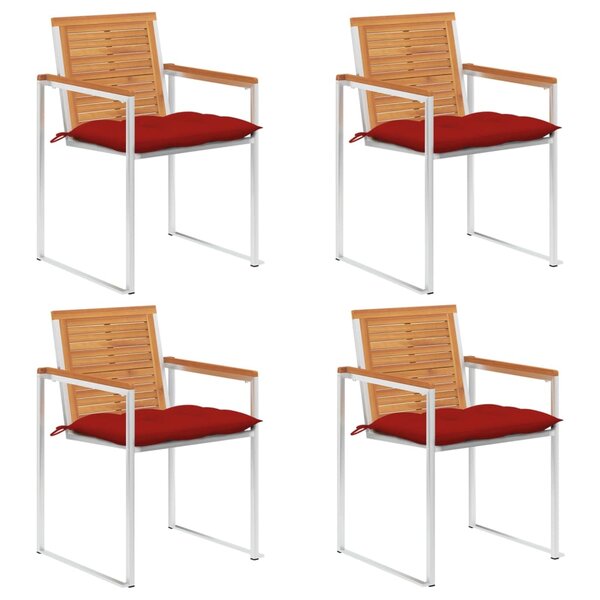 vidaXL Chaises de jardin 4 Pièces avec coussins Bois d'acacia massif