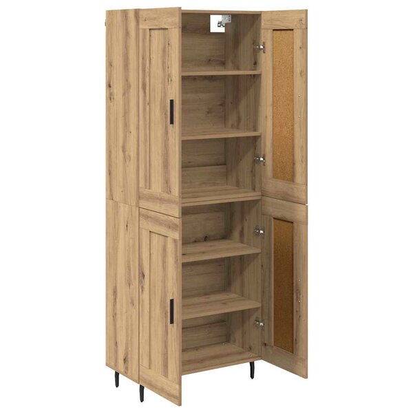 vidaXL Haut Armoire 2 Pièces Chêne artisanal Bois Aggloméré et Verre