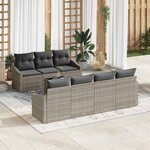 vidaXL Ensemble de canapé de jardin 8 Pièces Gris clair 55 x 55 x 37 cm