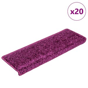 vidaXL Tapis d'escalier 20 pièces 65 x 21 x 4 cm Violet Bord rectangulaire