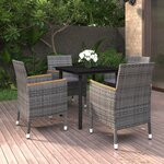 vidaXL Ensemble à dîner de jardin coussins 5 Pièces Résine tressée Verre