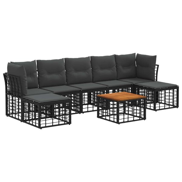 vidaXL Ensemble de canapés d'extérieur 8 Pièces Noir et Gris foncé