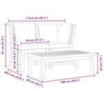 vidaXL Salon de jardin 3 Pièces avec coussin crème Bois d'acacia solide