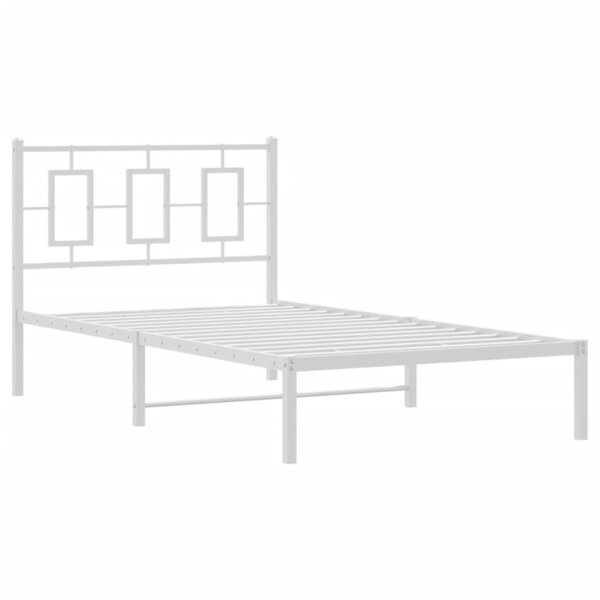 vidaXL Cadre de lit métal avec tête de lit blanc 100x190 cm