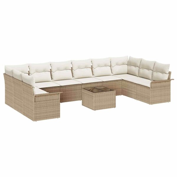 vidaXL Ensemble de canapé de jardin 11 Pièces Marron polyrotin